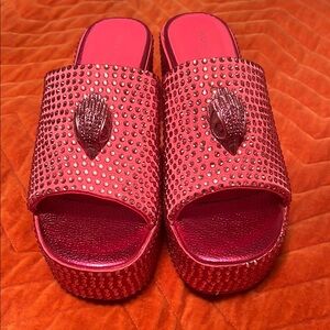 Kurt Geiger Pink Rhinestone Platform sandal heels size 8